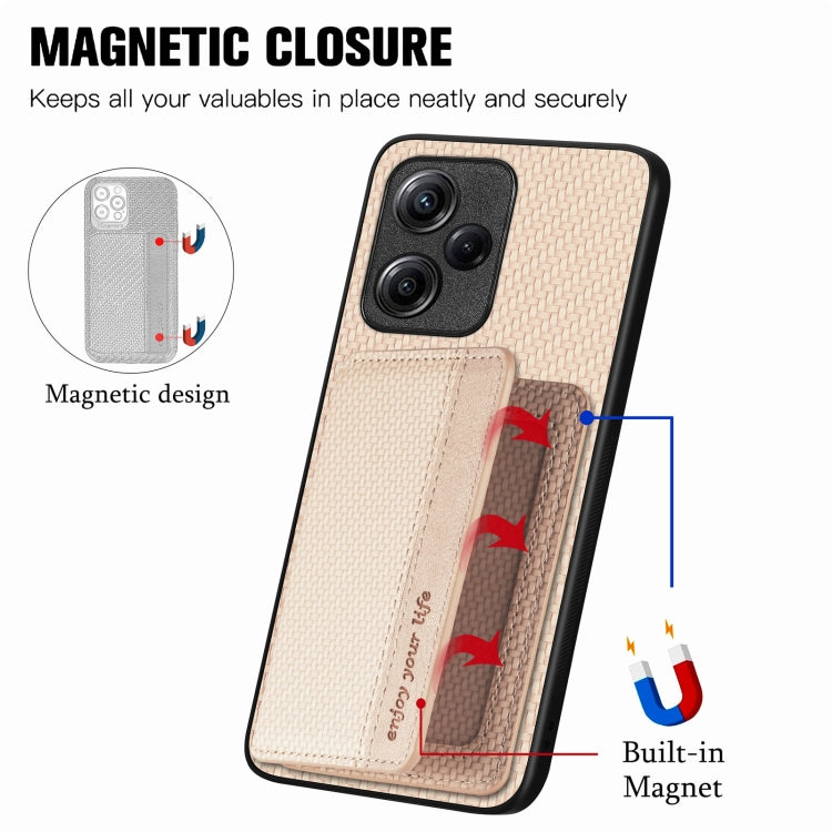 For Xiaomi Redmi Note 12 5G Global Carbon Fiber Magnetic Card Bag Phone Case