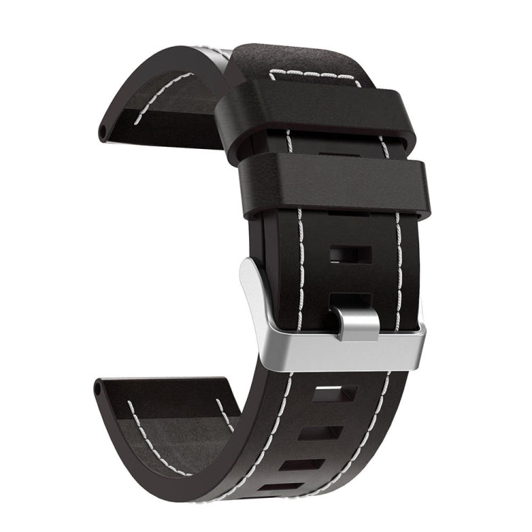 For Garmin Tactix 7 Pro 26mm Sewing Leather Steel Buckle Watch Band