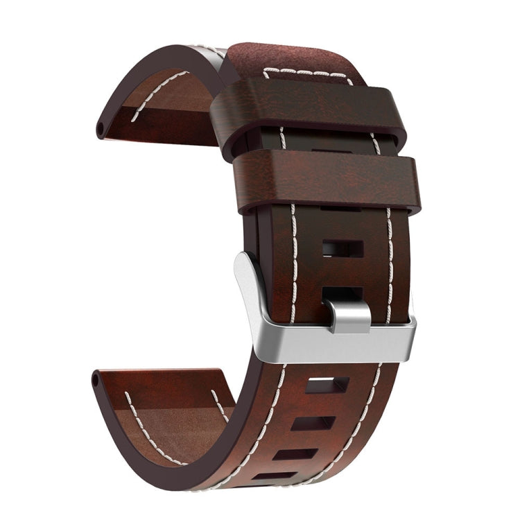 For Garmin Enduro 26mm Sewing Leather Steel Buckle Watch Band