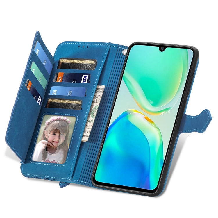 For vivo S15e Embossed Flower Zipper Leather Phone Case