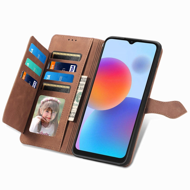 For ZTE Blade A52 Embossed Flower Zipper Leather Phone Case