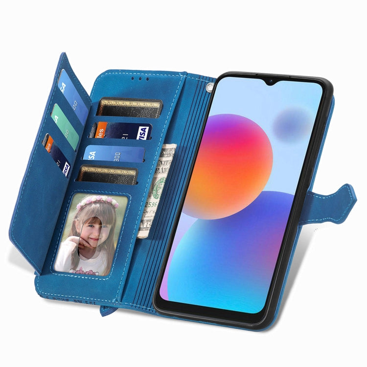 For ZTE Blade A52 Embossed Flower Zipper Leather Phone Case