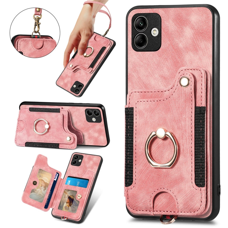 For Samsung Galaxy A04 Retro Skin-feel Ring Multi-card Wallet Phone Case