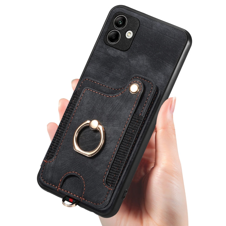 For Samsung Galaxy A04 Retro Skin-feel Ring Multi-card Wallet Phone Case