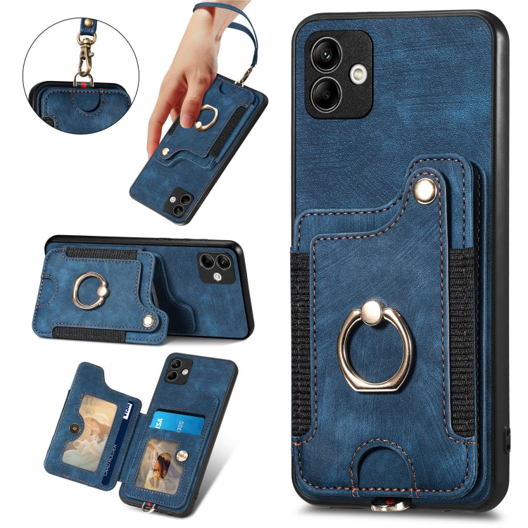 For Samsung Galaxy A04 Retro Skin-feel Ring Multi-card Wallet Phone Case