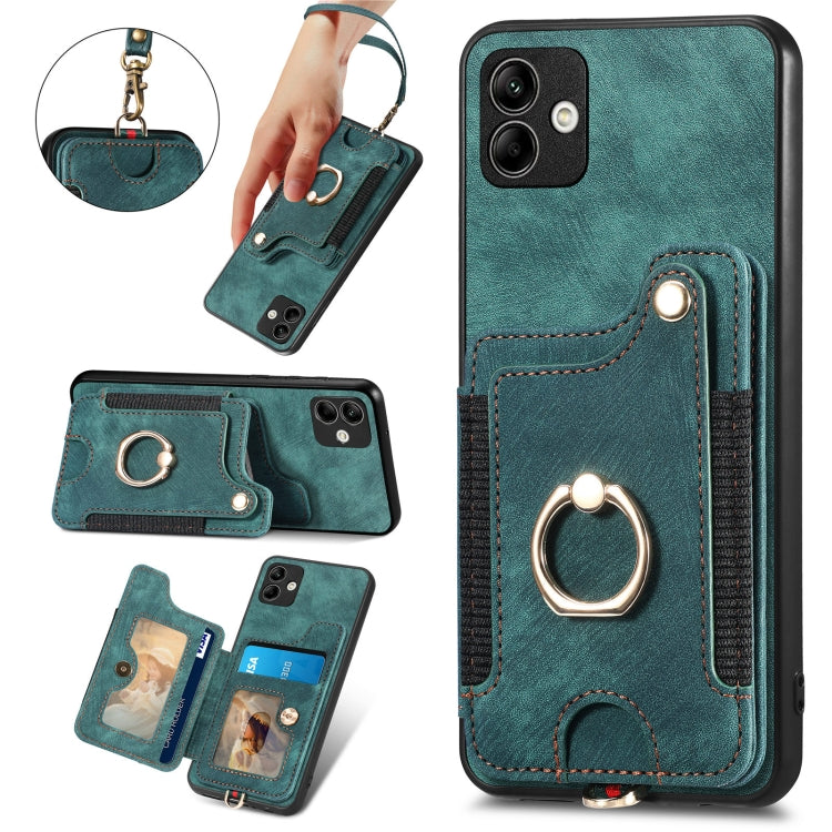 For Samsung Galaxy A04 Retro Skin-feel Ring Multi-card Wallet Phone Case