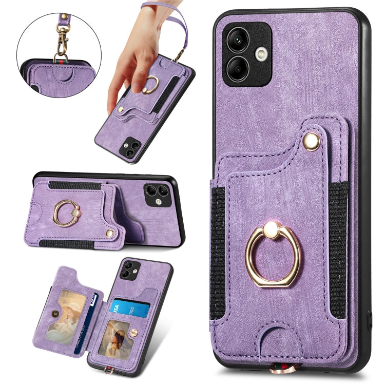 For Samsung Galaxy A04 Retro Skin-feel Ring Multi-card Wallet Phone Case