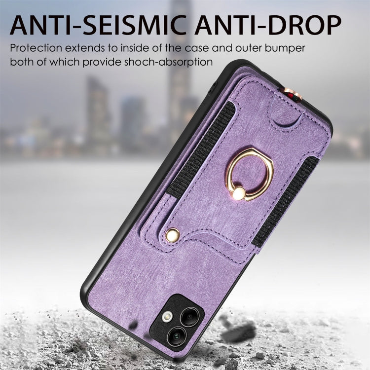 For Samsung Galaxy A04 Retro Skin-feel Ring Multi-card Wallet Phone Case