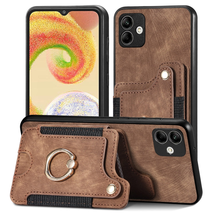 For Samsung Galaxy A04 Retro Skin-feel Ring Multi-card Wallet Phone Case