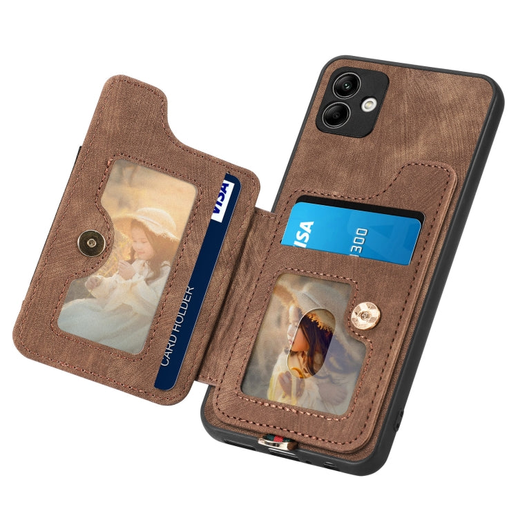 For Samsung Galaxy A04 Retro Skin-feel Ring Multi-card Wallet Phone Case