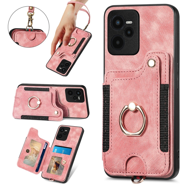 For Realme C35 Retro Skin-feel Ring Multi-card Wallet Phone Case