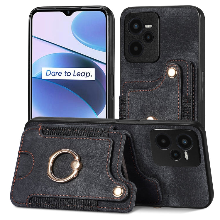 For Realme C35 Retro Skin-feel Ring Multi-card Wallet Phone Case
