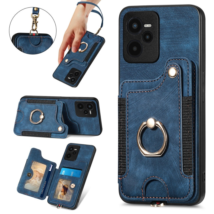 For Realme C35 Retro Skin-feel Ring Multi-card Wallet Phone Case