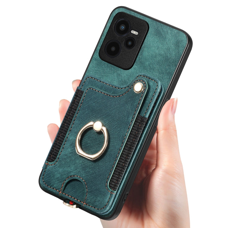 For Realme C35 Retro Skin-feel Ring Multi-card Wallet Phone Case