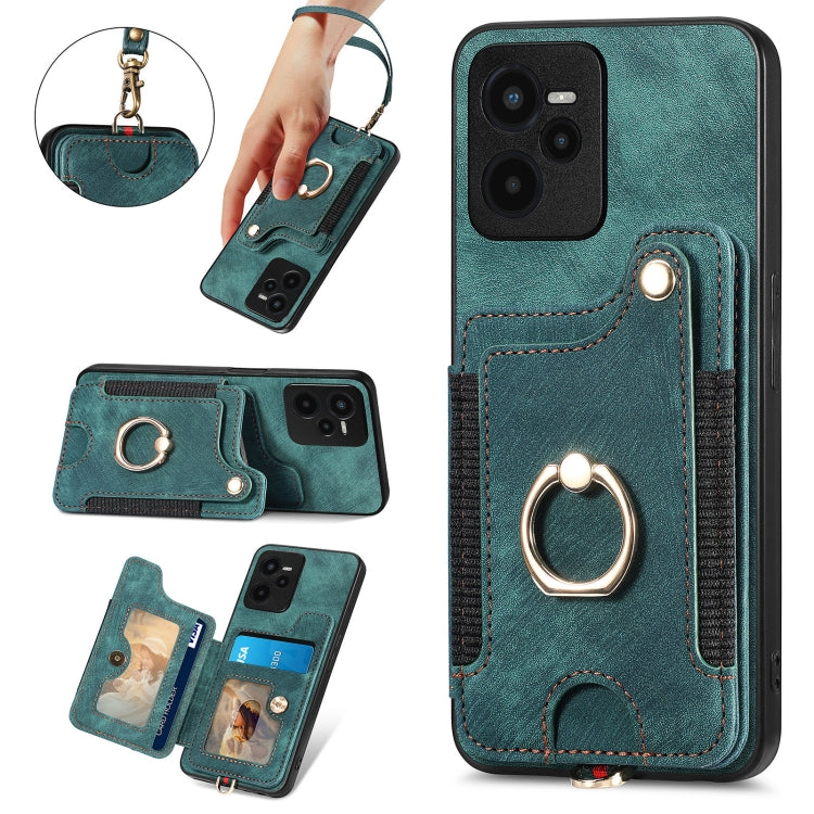 For Realme C35 Retro Skin-feel Ring Multi-card Wallet Phone Case