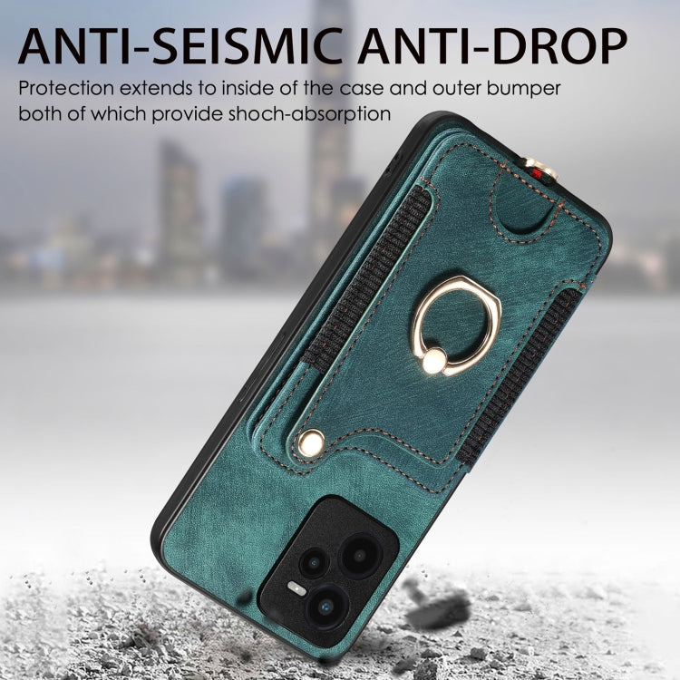 For Realme C35 Retro Skin-feel Ring Multi-card Wallet Phone Case