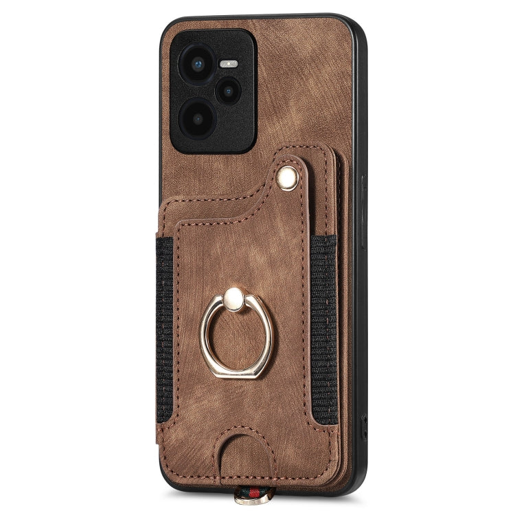 For Realme C35 Retro Skin-feel Ring Multi-card Wallet Phone Case