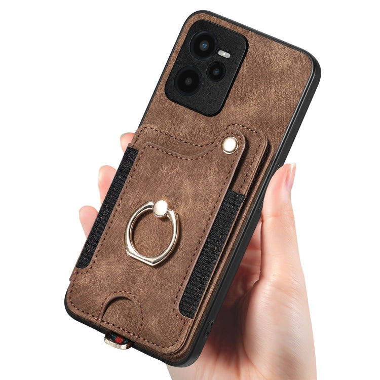 For Realme C35 Retro Skin-feel Ring Multi-card Wallet Phone Case