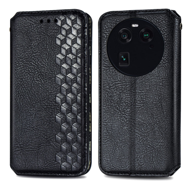 For OPPO Find X6 Cubic Grid Pressed Magnetic Leather Phone Case