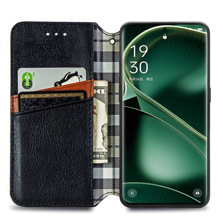 For OPPO Find X6 Cubic Grid Pressed Magnetic Leather Phone Case