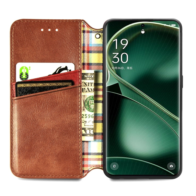 For OPPO Find X6 Cubic Grid Pressed Magnetic Leather Phone Case