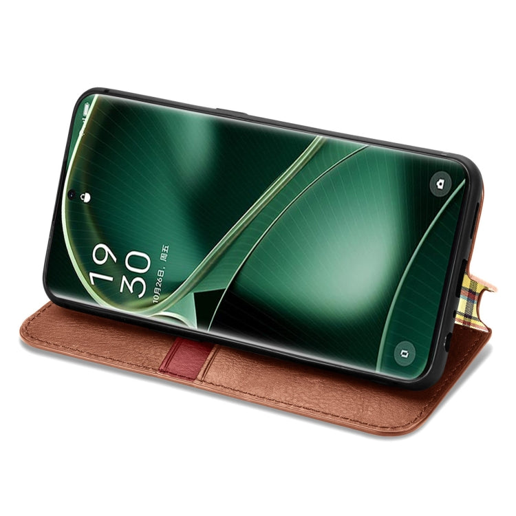 For OPPO Find X6 Cubic Grid Pressed Magnetic Leather Phone Case