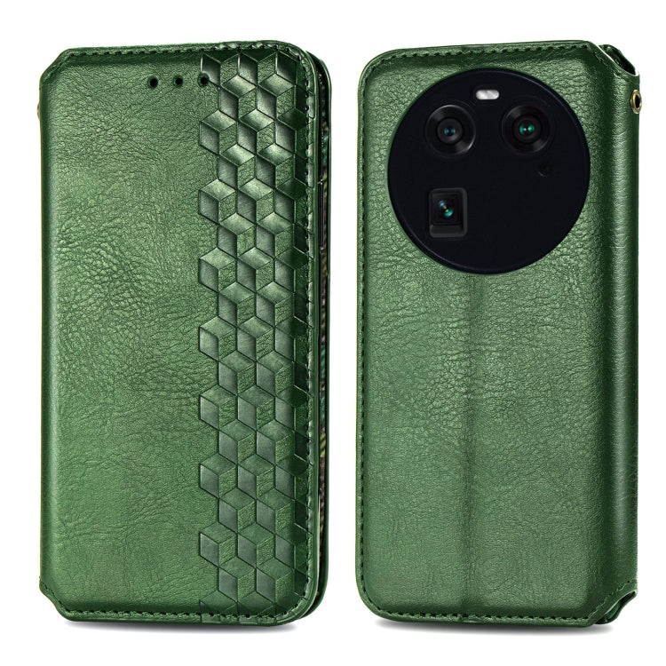 For OPPO Find X6 Cubic Grid Pressed Magnetic Leather Phone Case