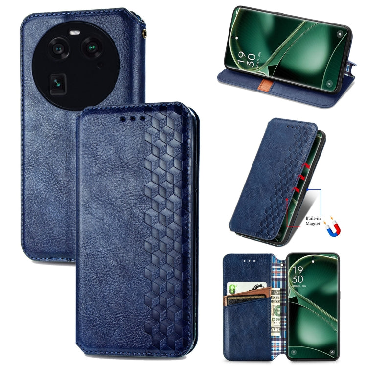 For OPPO Find X6 Cubic Grid Pressed Magnetic Leather Phone Case