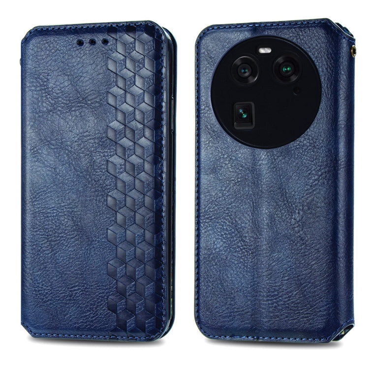 For OPPO Find X6 Cubic Grid Pressed Magnetic Leather Phone Case