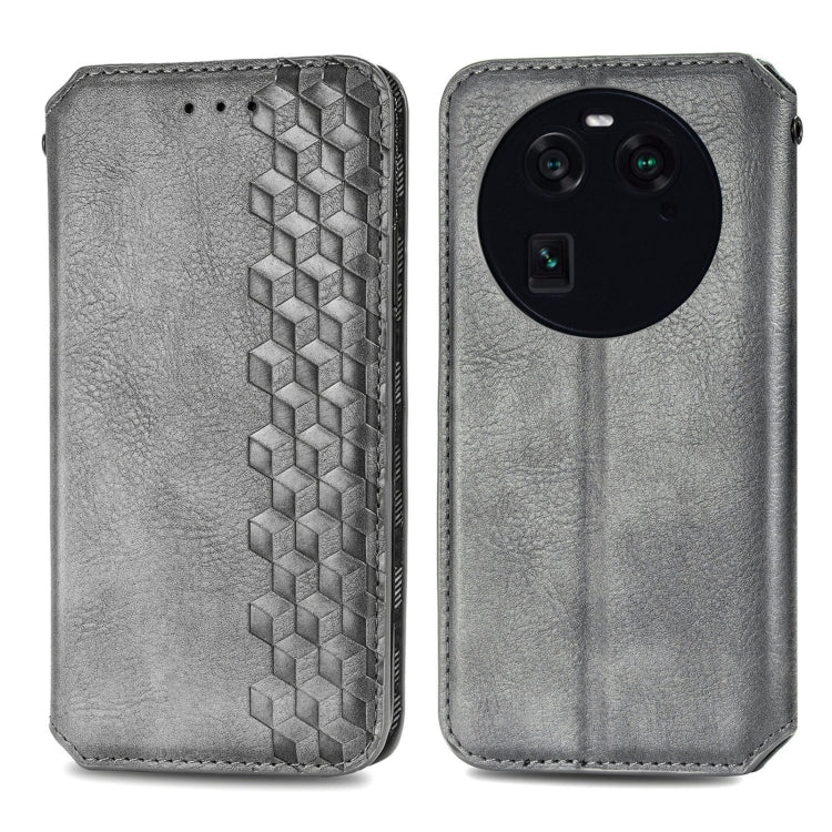 For OPPO Find X6 Cubic Grid Pressed Magnetic Leather Phone Case