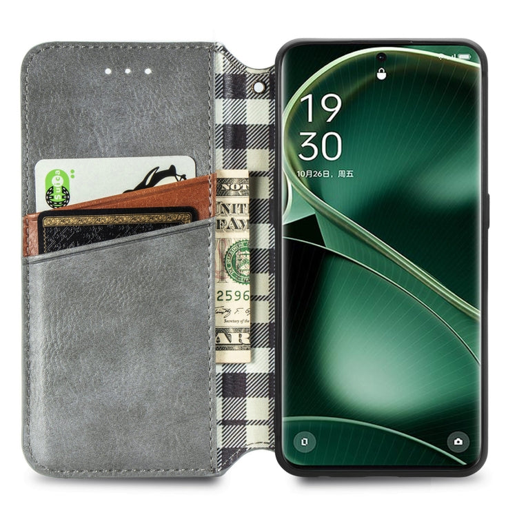 For OPPO Find X6 Cubic Grid Pressed Magnetic Leather Phone Case