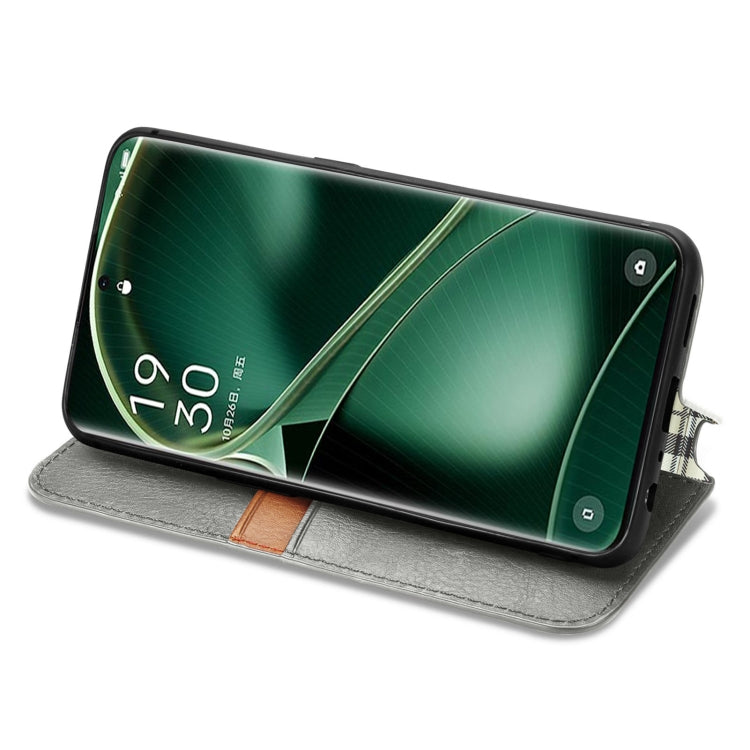 For OPPO Find X6 Cubic Grid Pressed Magnetic Leather Phone Case