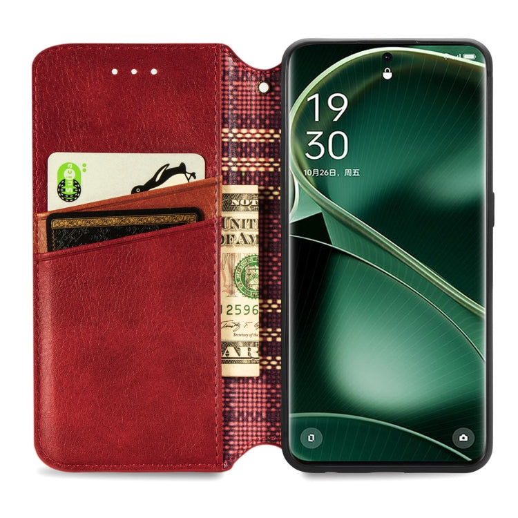 For OPPO Find X6 Cubic Grid Pressed Magnetic Leather Phone Case