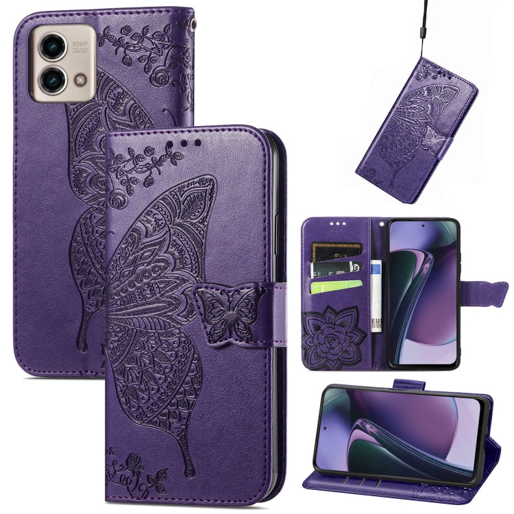 For Motorola Moto G Stylus 5G 2023 Butterfly Love Flower Embossed Leather Phone Case