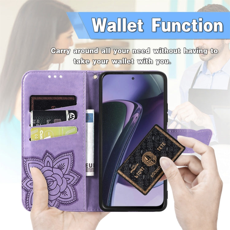 For Motorola Moto G Stylus 5G 2023 Butterfly Love Flower Embossed Leather Phone Case