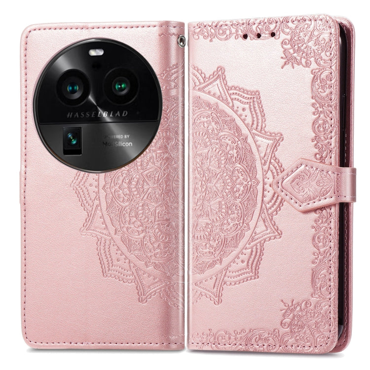 For OPPO Find X6 Pro Mandala Flower Embossed Leather Phone Case