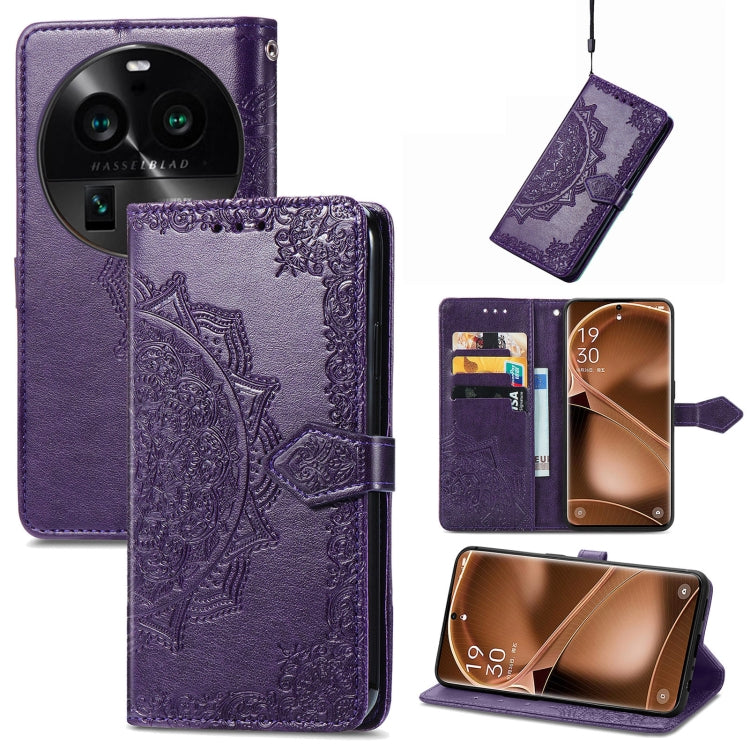 For OPPO Find X6 Pro Mandala Flower Embossed Leather Phone Case
