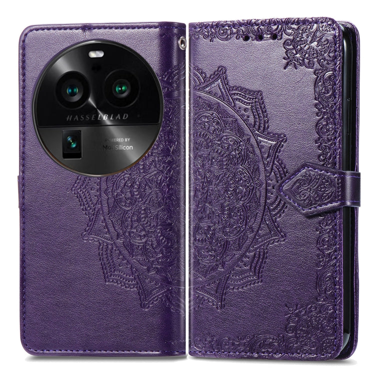 For OPPO Find X6 Pro Mandala Flower Embossed Leather Phone Case