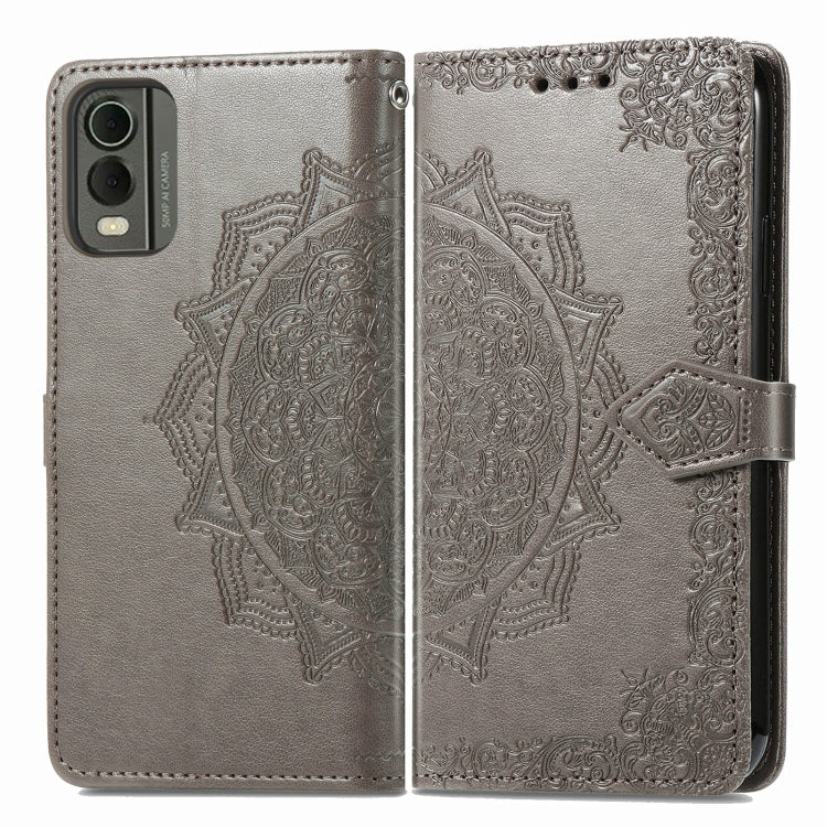 For Nokia C32 Mandala Flower Embossed Leather Phone Case