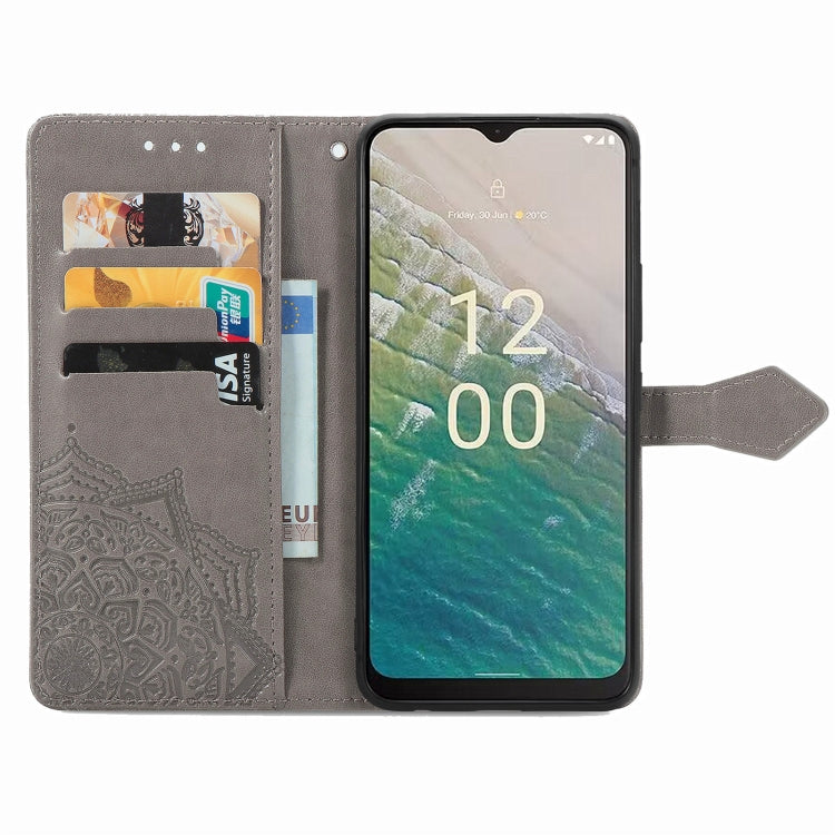 For Nokia C32 Mandala Flower Embossed Leather Phone Case