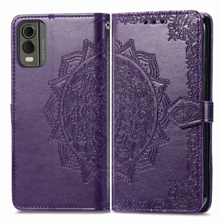 For Nokia C32 Mandala Flower Embossed Leather Phone Case