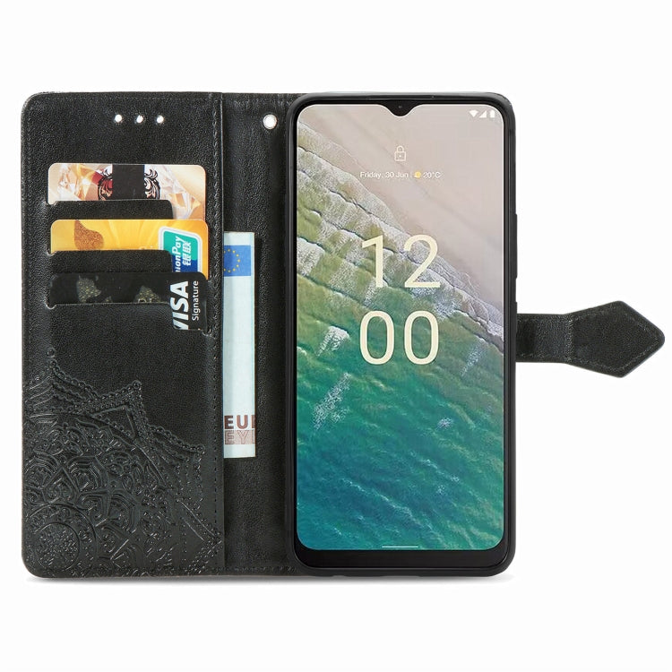 For Nokia C32 Mandala Flower Embossed Leather Phone Case