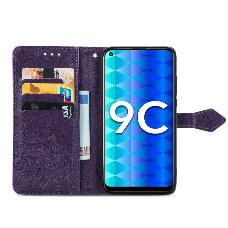 For Honor 9C Mandala Flower Embossed Leather Phone Case