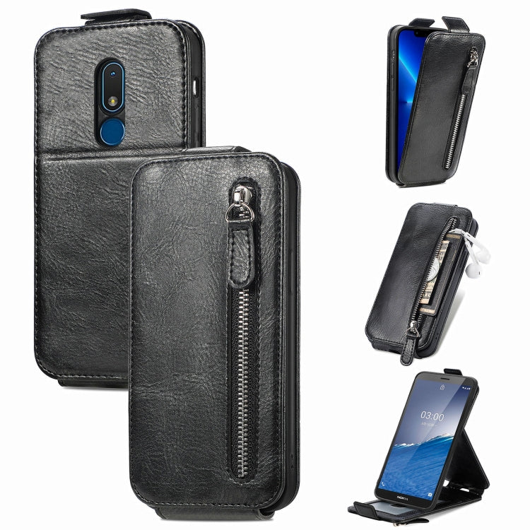 For Nokia C3 Zipper Wallet Vertical Flip Leather Phone Case