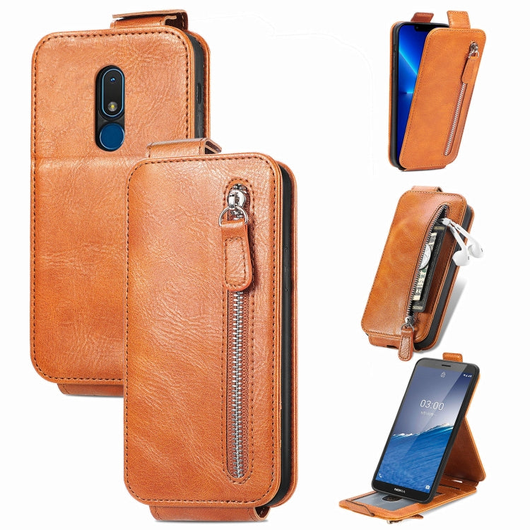 For Nokia C3 Zipper Wallet Vertical Flip Leather Phone Case