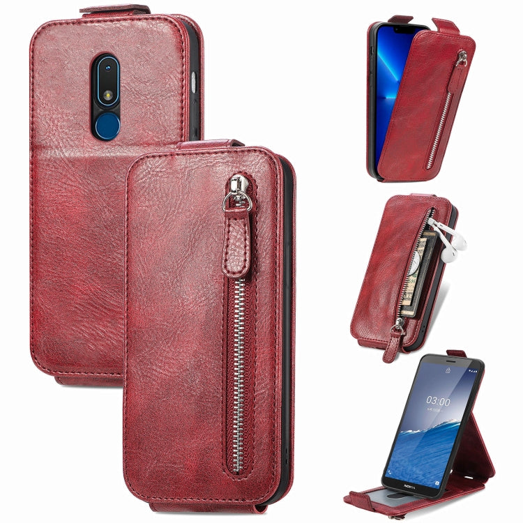 For Nokia C3 Zipper Wallet Vertical Flip Leather Phone Case