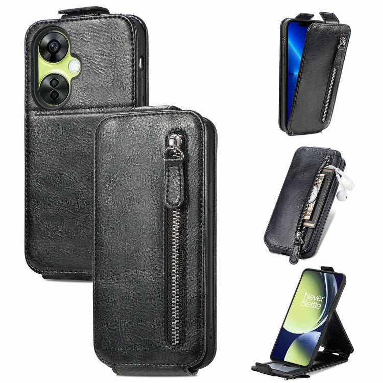 For OnePlus Nord CE 3 Lite Zipper Wallet Vertical Flip Leather Phone Case