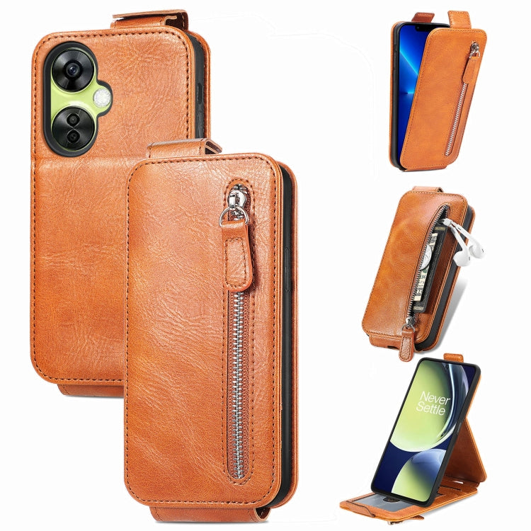 For OnePlus Nord CE 3 Lite Zipper Wallet Vertical Flip Leather Phone Case