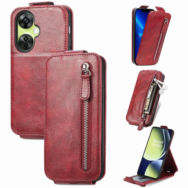 For OnePlus Nord CE 3 Lite Zipper Wallet Vertical Flip Leather Phone Case