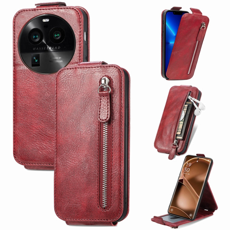 For OPPO Find X6 Pro Zipper Wallet Vertical Flip Leather Phone Case